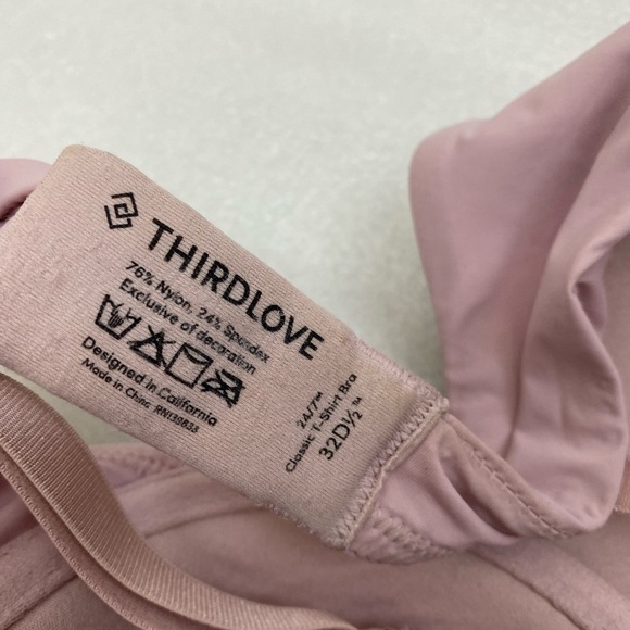 THIRDLOVE Pink Cream Tan Brown Lace Bra size 32 D 1/2 - Picture 2 of 9